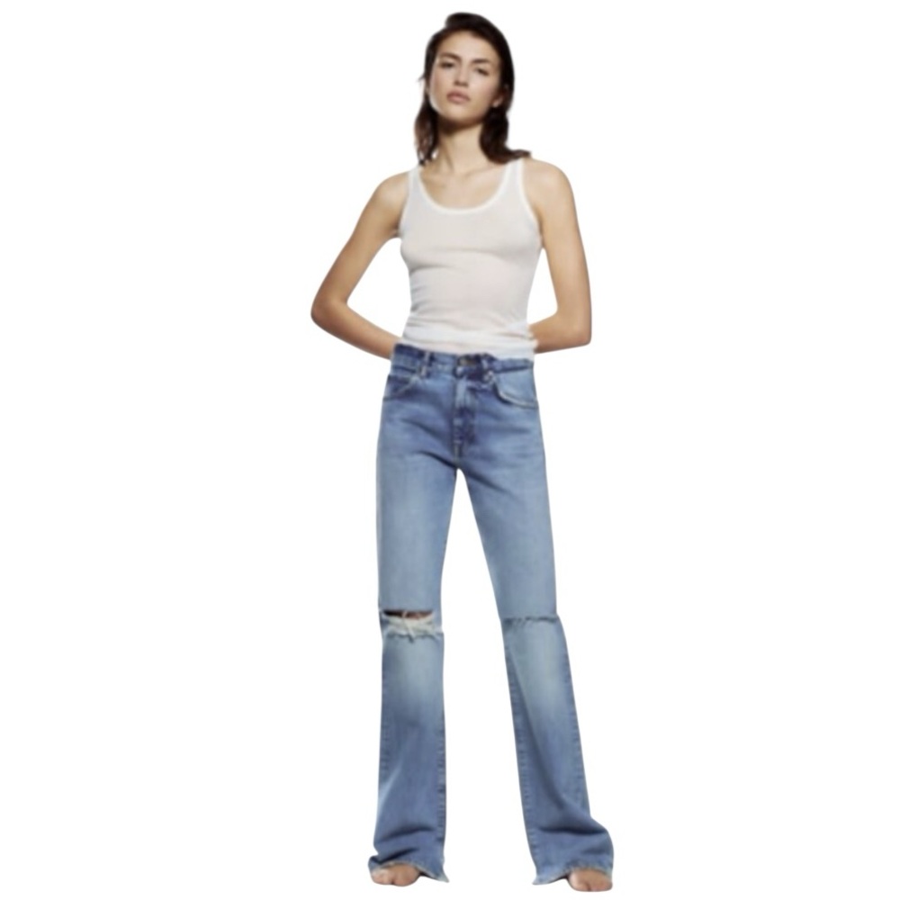 Zara Women’s The Mia Bootcut Distressed Jeans Size Large NWT Size 12 L